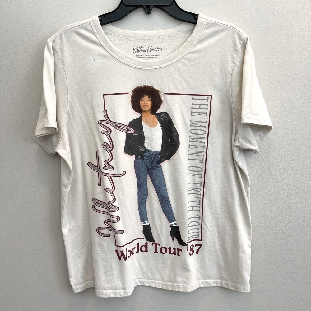 Whitney Houston The Moment Of Truth World Tour ‘87 T Shirt Women’s XL Off White